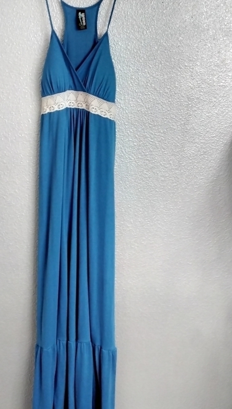 Weavers Women's Turquoise Halter Maxi Dress  Size L
